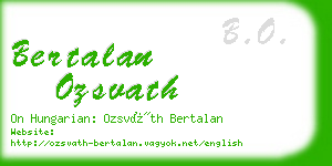 bertalan ozsvath business card